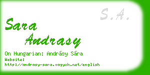 sara andrasy business card